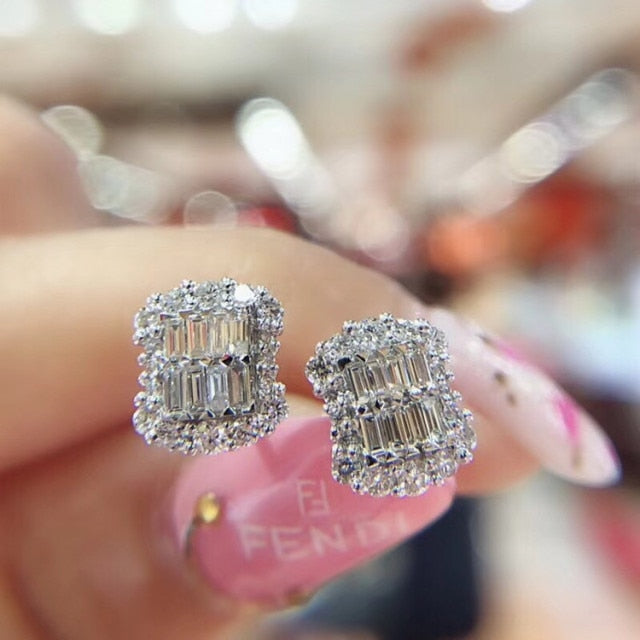 2021 New Arrival Fashion Luxury 925 Sterling Silver Pink CZ Drop Stud Earing  For Women Valentine's Day Gift Z5