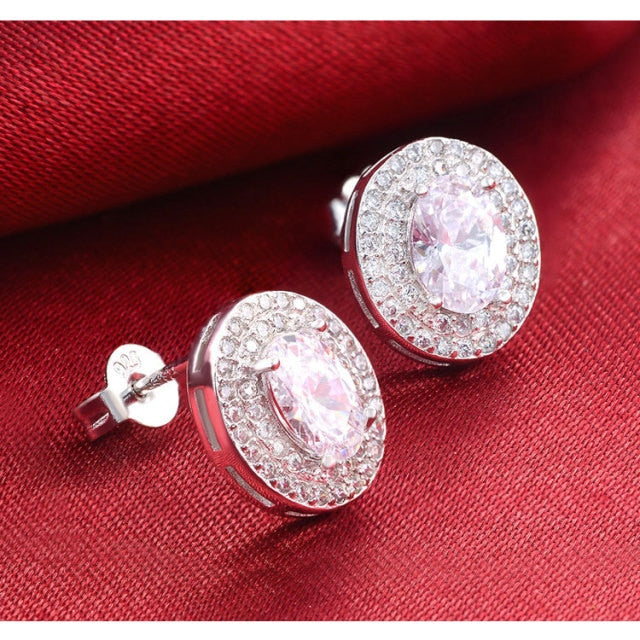2021 New Arrival Fashion Luxury 925 Sterling Silver Pink CZ Drop Stud Earing  For Women Valentine's Day Gift Z5