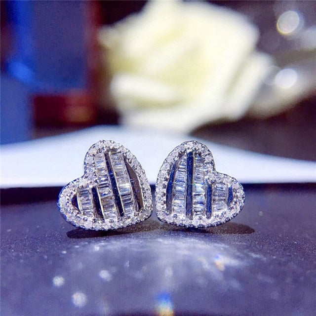 2021 New Arrival Fashion Luxury 925 Sterling Silver Pink CZ Drop Stud Earing  For Women Valentine's Day Gift Z5