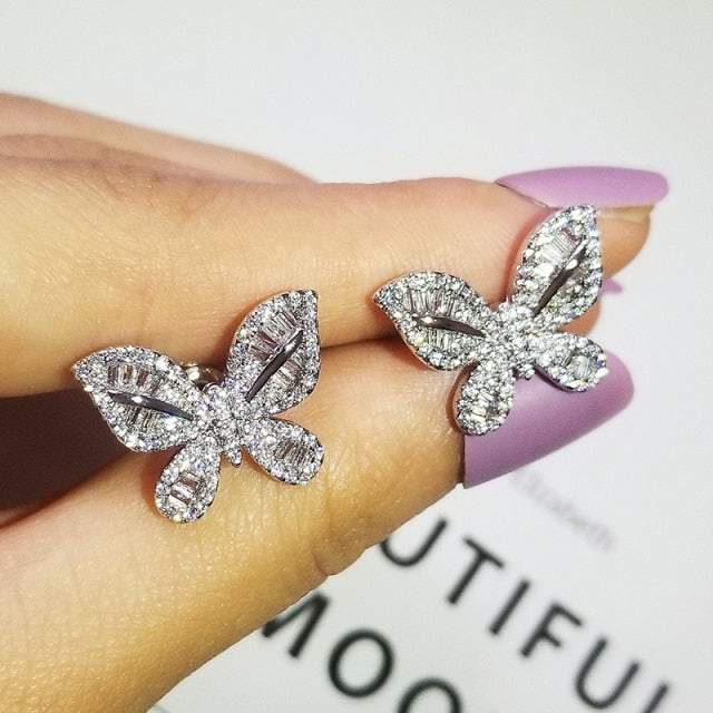 2021 New Arrival Fashion Luxury 925 Sterling Silver Pink CZ Drop Stud Earing  For Women Valentine's Day Gift Z5