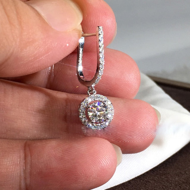 2021 New Arrival Fashion Luxury 925 Sterling Silver Pink CZ Drop Stud Earing  For Women Valentine's Day Gift Z5