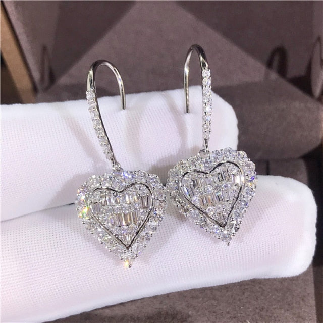 2021 New Arrival Fashion Luxury 925 Sterling Silver Pink CZ Drop Stud Earing  For Women Valentine's Day Gift Z5