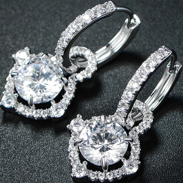 2021 New Arrival Fashion Luxury 925 Sterling Silver Pink CZ Drop Stud Earing  For Women Valentine's Day Gift Z5