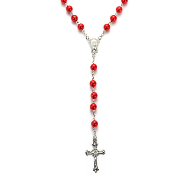 New Fashion Catholic Rosary Handmade Bead Cross Pendant Necklace