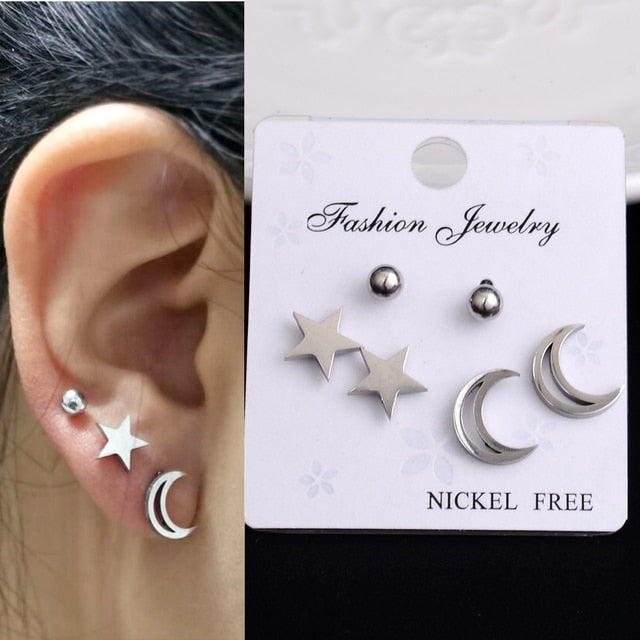 Stainless Steel Multivariant Cute Nature Stud Earrings for Women