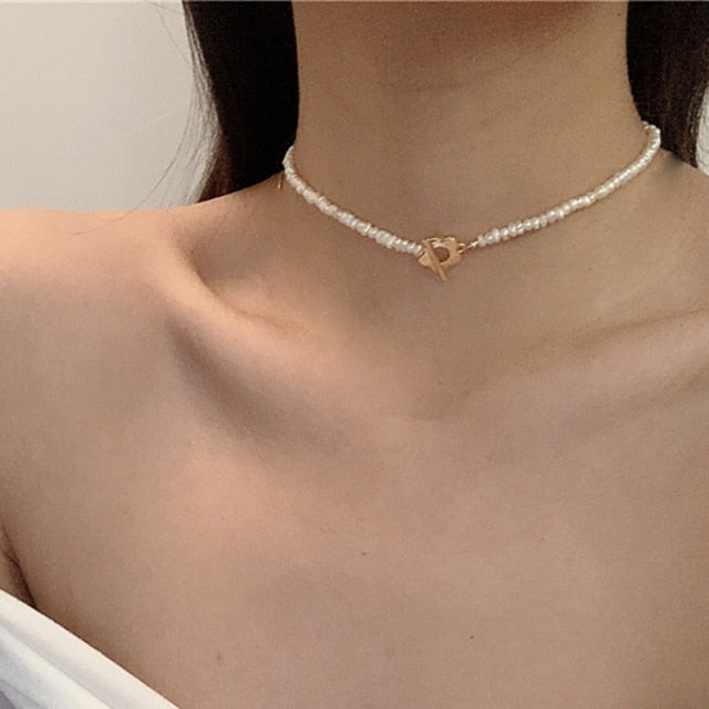 Zovoli Dainty Pearl Flower Bow-Knot Chocker Pendant Necklace