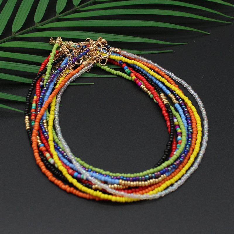 Rainbow Seed Beads Choker Necklace for Women’s Fashion