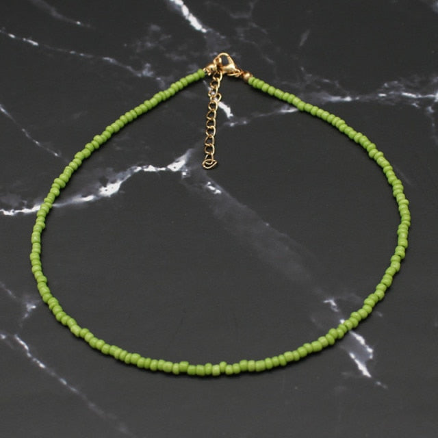 Rainbow Seed Beads Choker Necklace for Women’s Fashion