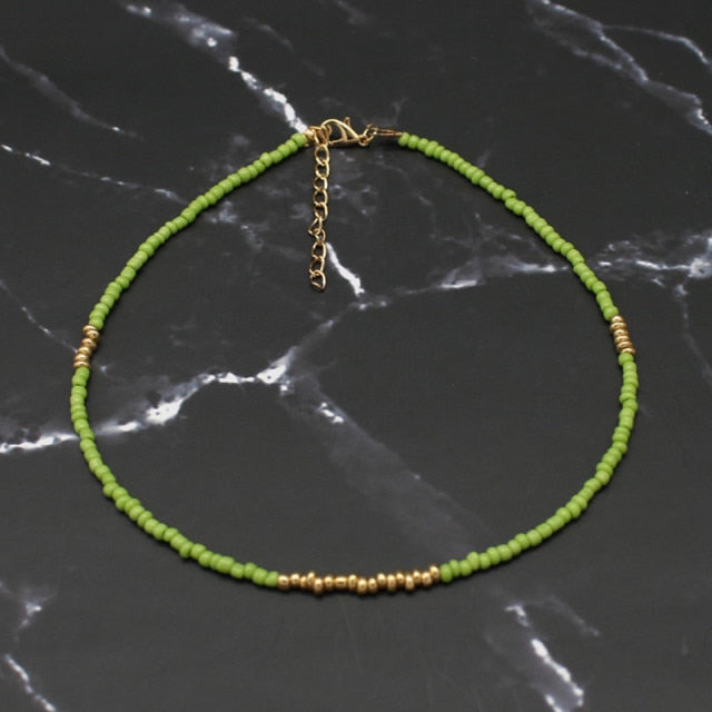 Bohemian Rainbow Seed Beads Choker Necklace for Women’s Fashion