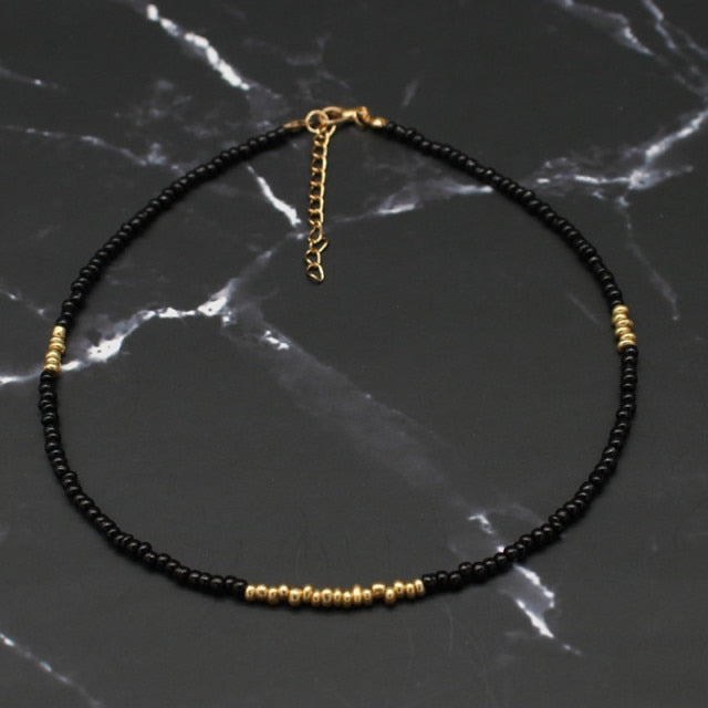 Bohemian Rainbow Seed Beads Choker Necklace for Women’s Fashion