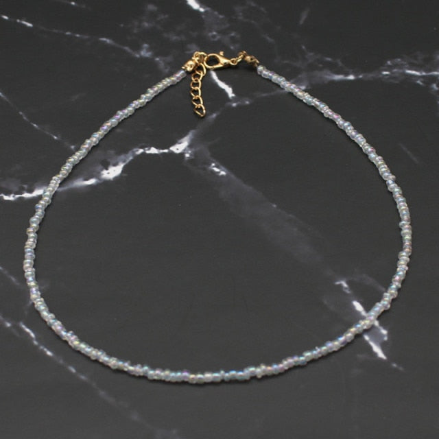 Rainbow Seed Beads Choker Necklace for Women’s Fashion
