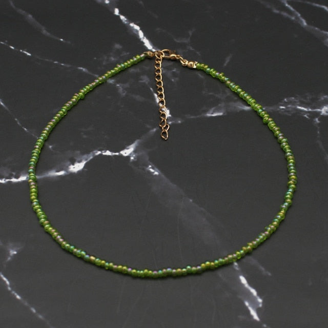 Rainbow Seed Beads Choker Necklace for Women’s Fashion