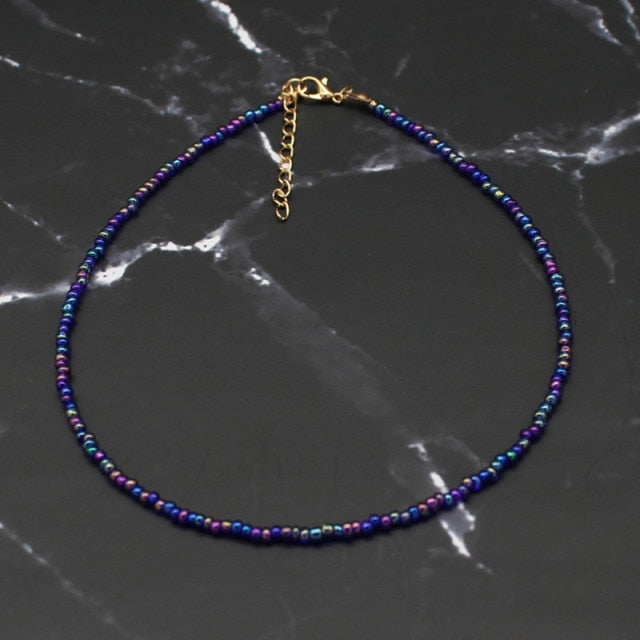 Rainbow Seed Beads Choker Necklace for Women’s Fashion