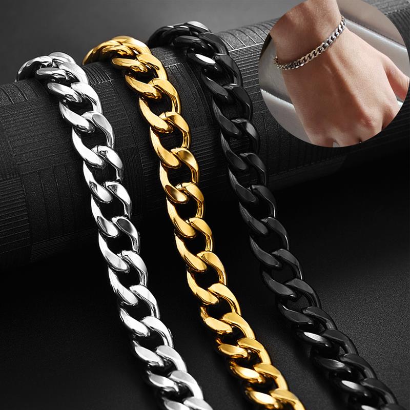Luxury Colorful Curb Chain Man Bracelet 12MM 17-23CM Handles for Men  Massive Solid Stainless Steel Mens Jewellery Accessories - AliExpress