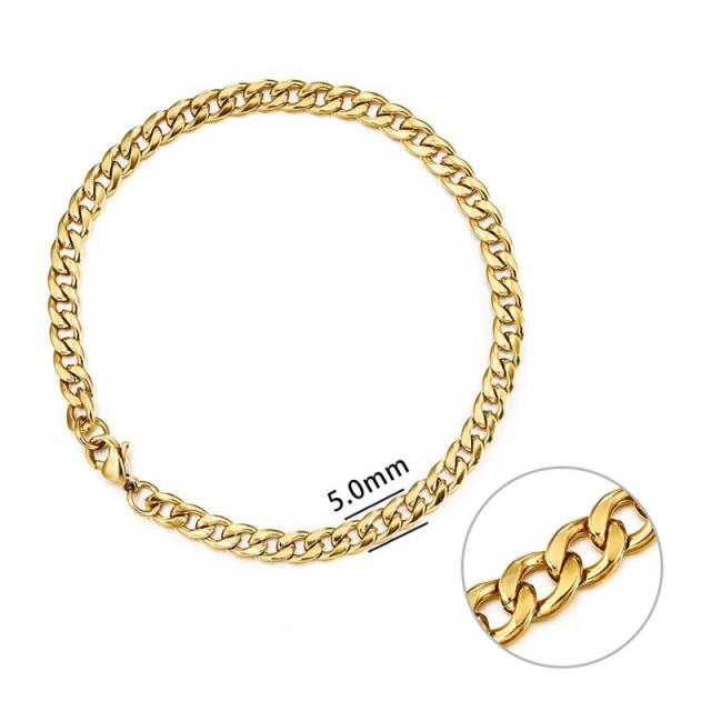 3-11 mm Men Chain Bracelet Stainless Steel Curb Cuban Link Chain Bracelet for Men Women Hip-hop Trendy Wrist Jewelry Gift