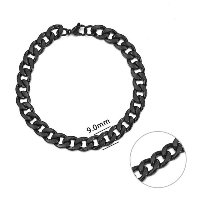 3-11 mm Men Chain Bracelet Stainless Steel Curb Cuban Link Chain Bracelet for Men Women Hip-hop Trendy Wrist Jewelry Gift