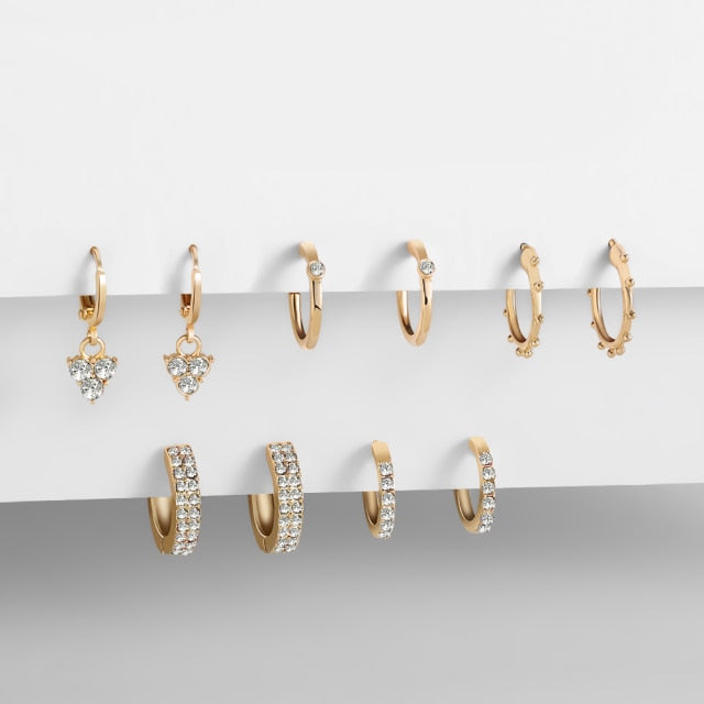 3/4/5 Pairs/Set Copper Alloy Hoop Earring Range for Women