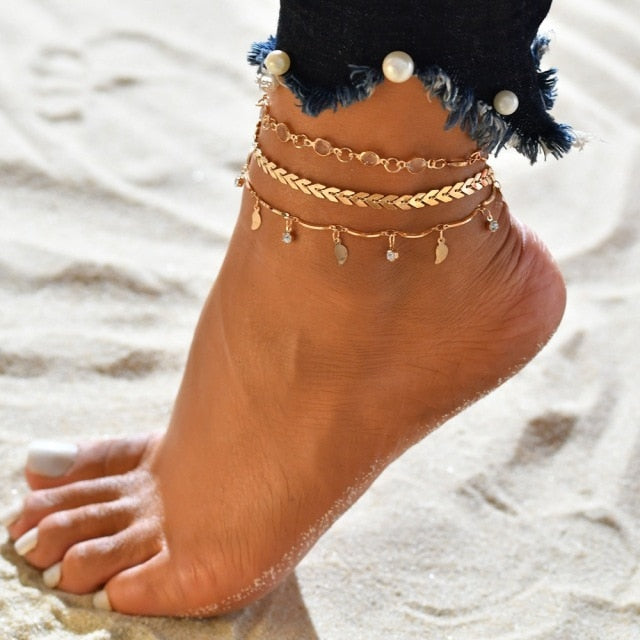 Bohemian Shell Star Charm Ankle Bracelet