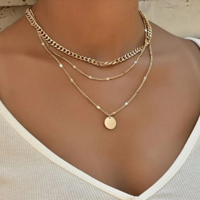 3-layerd Women Layered Chain Necklace for Women