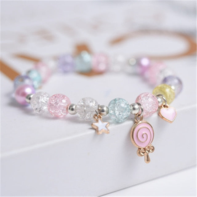 Cute Beads Glass Bracelet Pendant Bracelet for Girls and Women