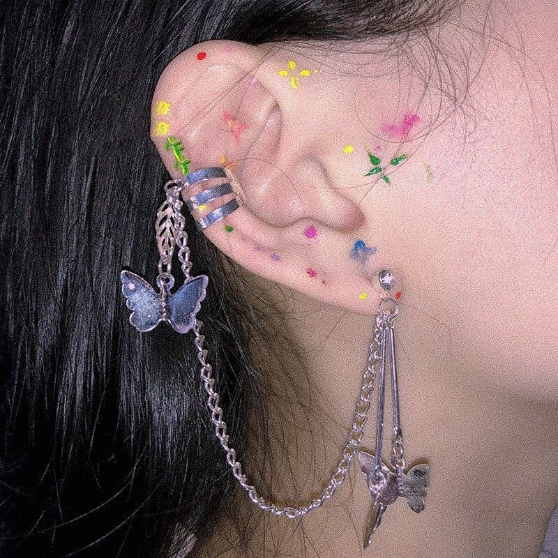 Punk Cool Butterfly Piercing/Non-Piercing Clip Earring for Women