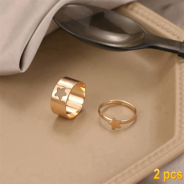 Trendy Gold Butterfly Rings For Women Men Lover Couple Rings Set Friendship Engagement Wedding Open Rings Jewelry.