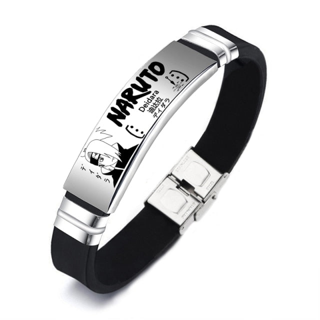 Classic Anime Ninja Uzumaki Uchiha Sasuke ID Bracelet Cosplay Stainless Steel Silicone Bracelets Bangles For Men Women Gift