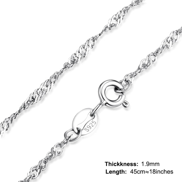 925 Sterling Silver Twisted Fashion Jewelry Chain Necklace for Women