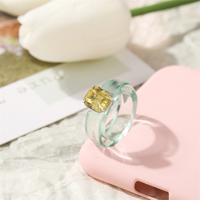 Resin Transparent Acrylic Crystal Geometric Rings