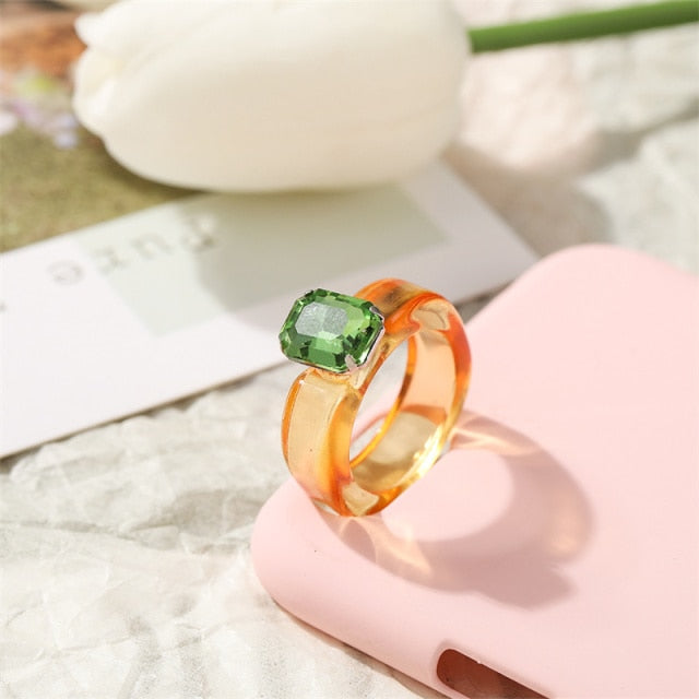 Resin Transparent Acrylic Crystal Geometric Rings