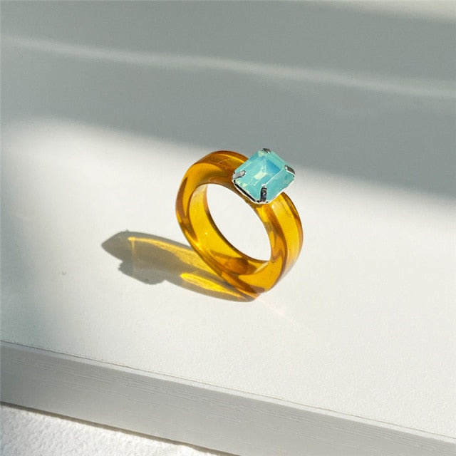 Resin Transparent Acrylic Crystal Geometric Rings