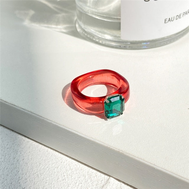 Resin Transparent Acrylic Crystal Geometric Rings