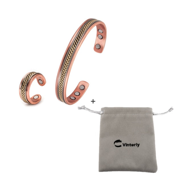 Magnetic Copper Adjustable Cuff Ring and Bracelet