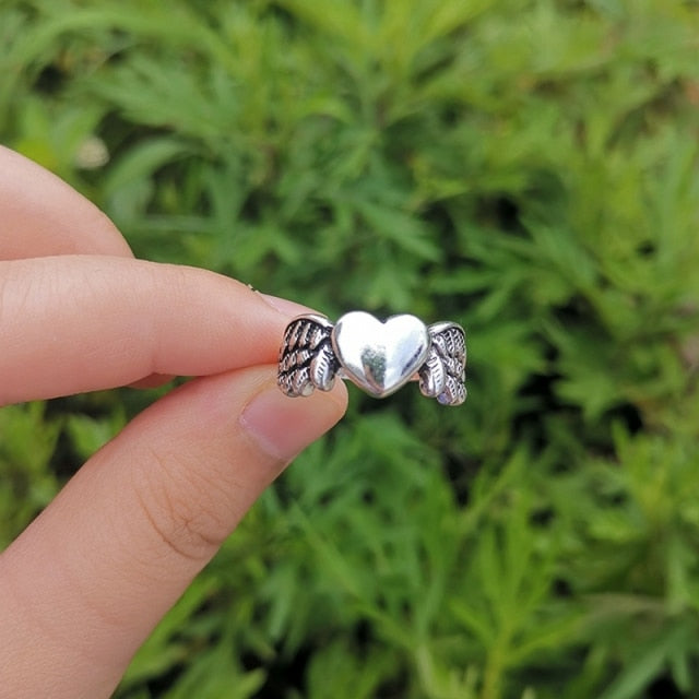 Vintage Gothic Silver Angel Fashion Jewelry Ring