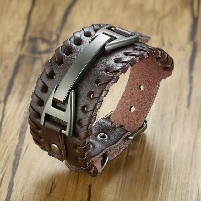 Men’s Stylish Viking Leather Punk Wrap Bracelets