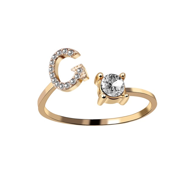 A-Z Gold Initials Adjustable Rings for Women