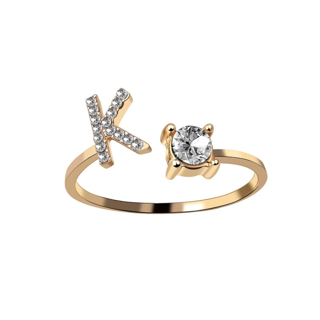 A-Z Gold Initials Adjustable Rings for Women