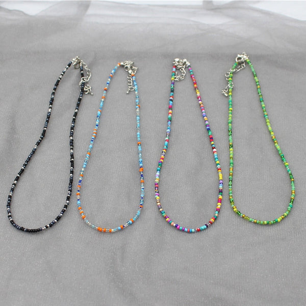 Simple Seed Beads Stand Colourful Charm Choker Necklace Jewelry