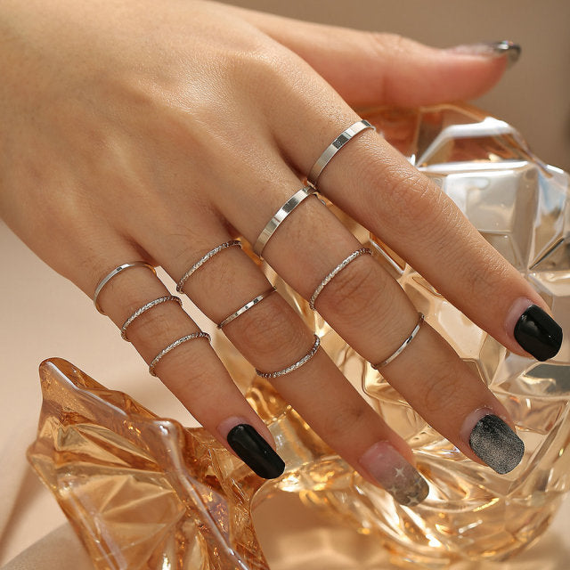 Punk White Gold Chain Accessory Ring