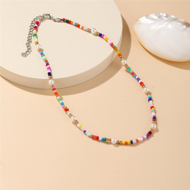 Trendy Bead Strand Beaded Choker Bohemian Necklace Jewelry