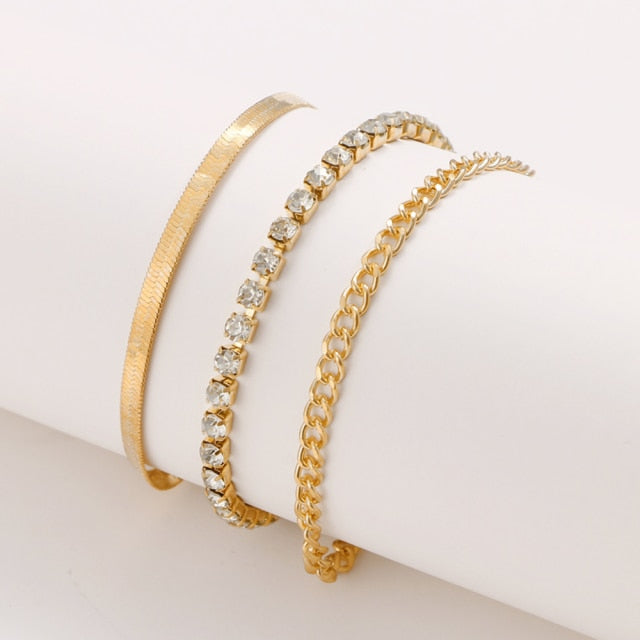 4 Pcs Punk Heavy Retro Geometric Bracelet