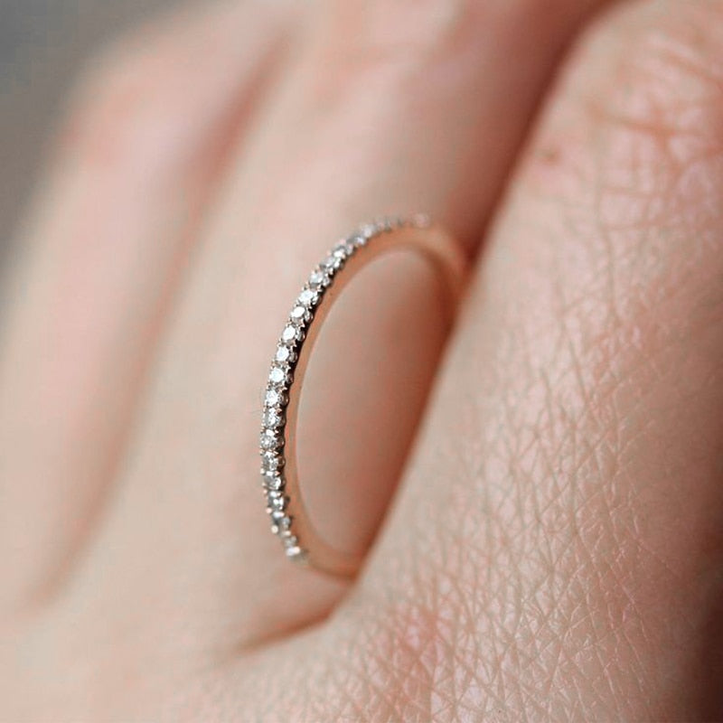 Cute Thin Micro Crystal Fashion Jewelry Ring