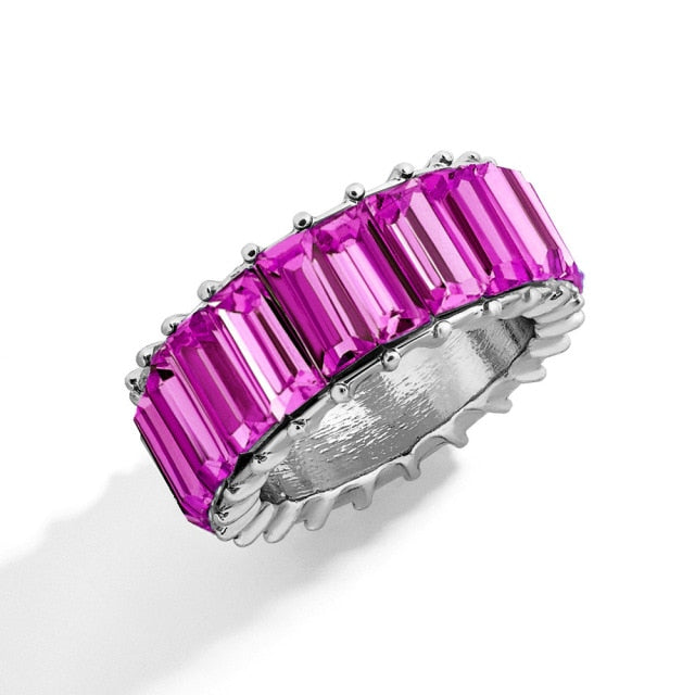 Luxury Brand Zircon Studded Eternity Promise Ring
