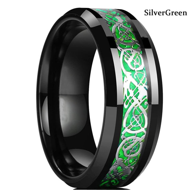 Fashion 8mm Stainless-steel Celtic Dragon Accessory Ring