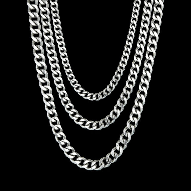 Basic Punk Stainless Steel 3/5/7mm Curb Cuban Necklace Unisex Jewelry
