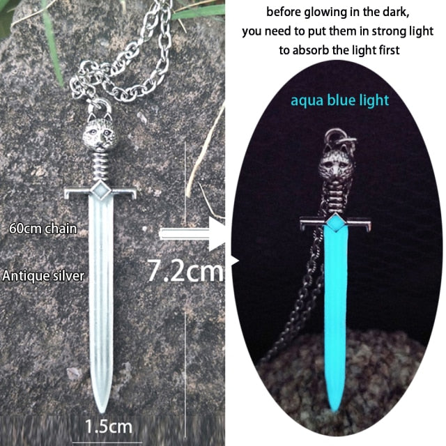 Glowing Elemental Designed Artistic Chain Pendant - Metal Toned