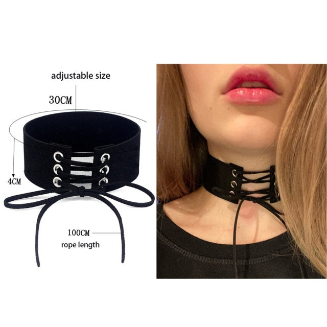 Modish Styled Women's Collar Necklace - Genuine Leather