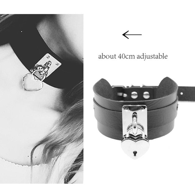 Dropship Harajuku Chocker Sexy Heart Lock Key Rivets Black Goth Punk Chokers  Gothic Choker Necklace For Women Hip Hop Bondage Cosplay to Sell Online at  a Lower Price