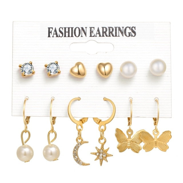 Women’s Pearl Earring Set Bohemian Fashion Jewelry