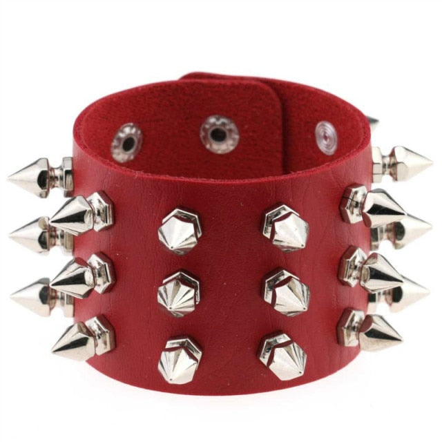 Leather Gothic Punk Cuff Bracelet for Unisex